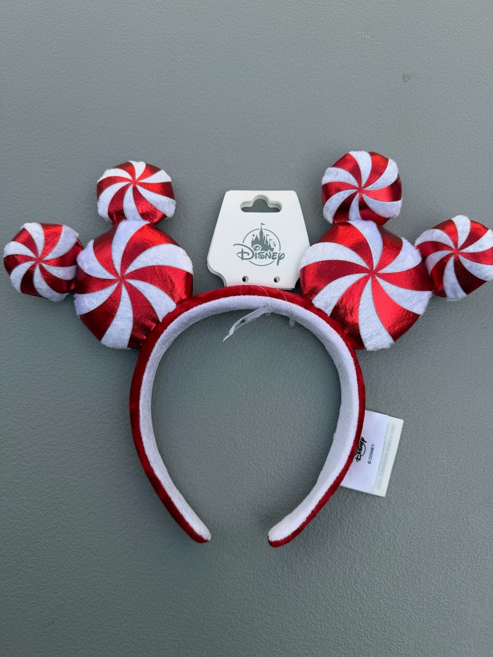 Disney Parks 2025 Christmas Holiday Peppermint Swirl Mickey Ears Headband NEW